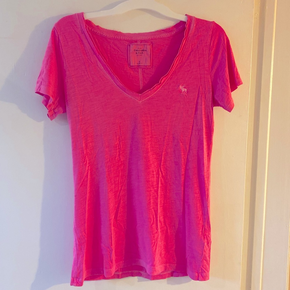 ABERCROMBIE & FITCH Y2K V-Neck Moose Logo T-Shirt